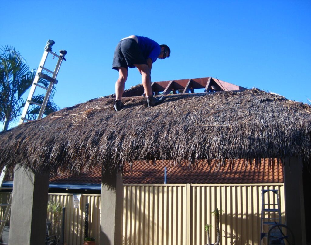 Bali hut thatch replace with shingles in Brisbane
