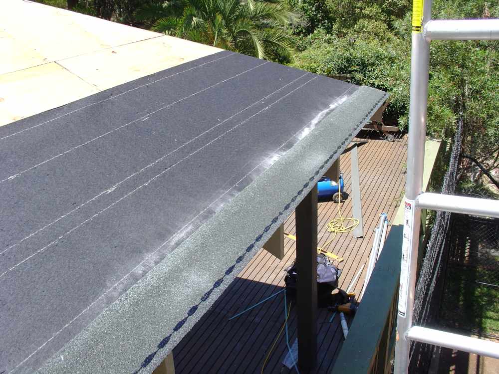 Completed line of starter course on gazebo roof