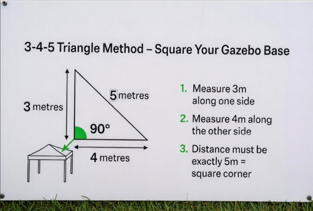 How To Build A Gazebo: Complete Step-By-Step Diy Guide (Australia) 8 3-4-5 trisngle method diagram to square gazebo corners diy australia
