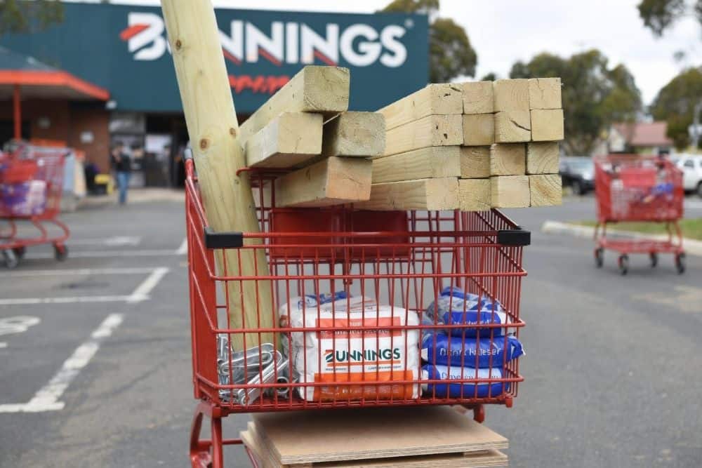 How To Build A Gazebo: Complete Step-By-Step Diy Guide (Australia) 10 Bunnings shopping trolley loaded with treated pine timber, posts and beams for diy gazebo build australia