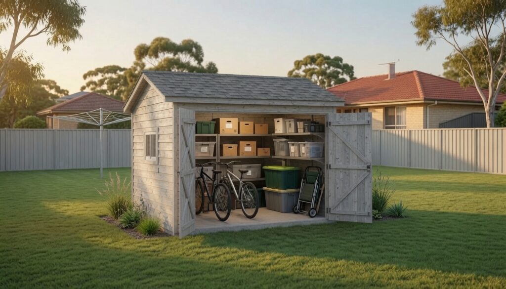 Shed Kits With Premium Shingle Roofs 3 Storage shed kits with stained wooden cladding shingle roofs