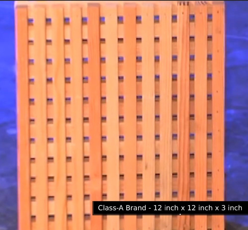 Fire-Resistant Asphalt Shingle Roofing System For Bal Zones 3 Class a brand wooden lattice (12 inch x 12 inch x 3 inch) ready for roof fire test
