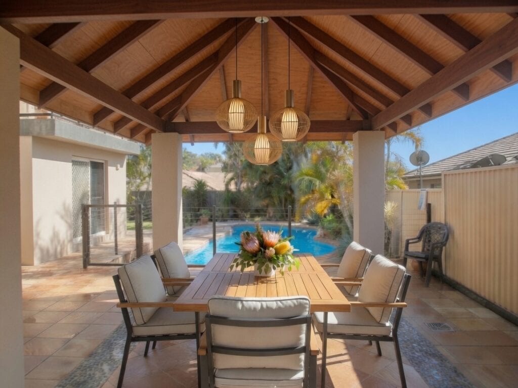 Outdoor Gazebos Australia 30 Modern timber roof of our shingle gazebo kit in australian backyard