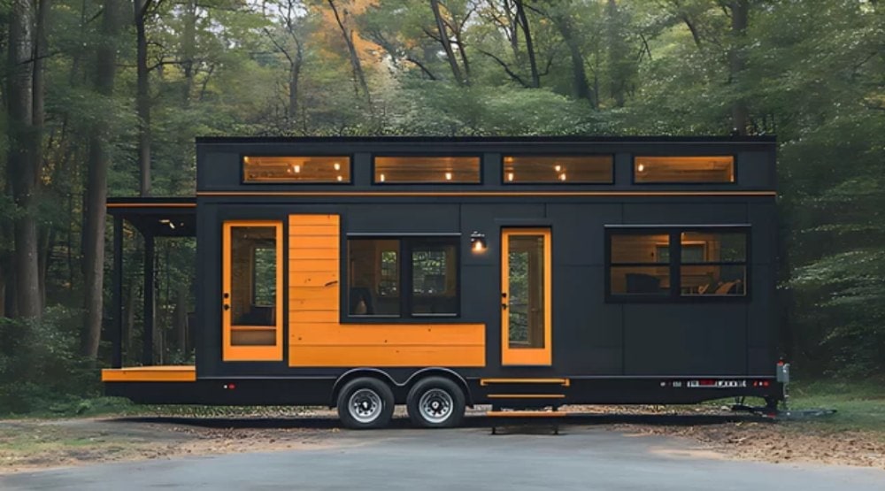 Asphalt Shingles For Geodesic Domes, Curved Roofs &Amp; Tiny Homes 5 Modern mobile tiny home on trailer suitable for asphalt shingles at minimum 10 degree roof pitch